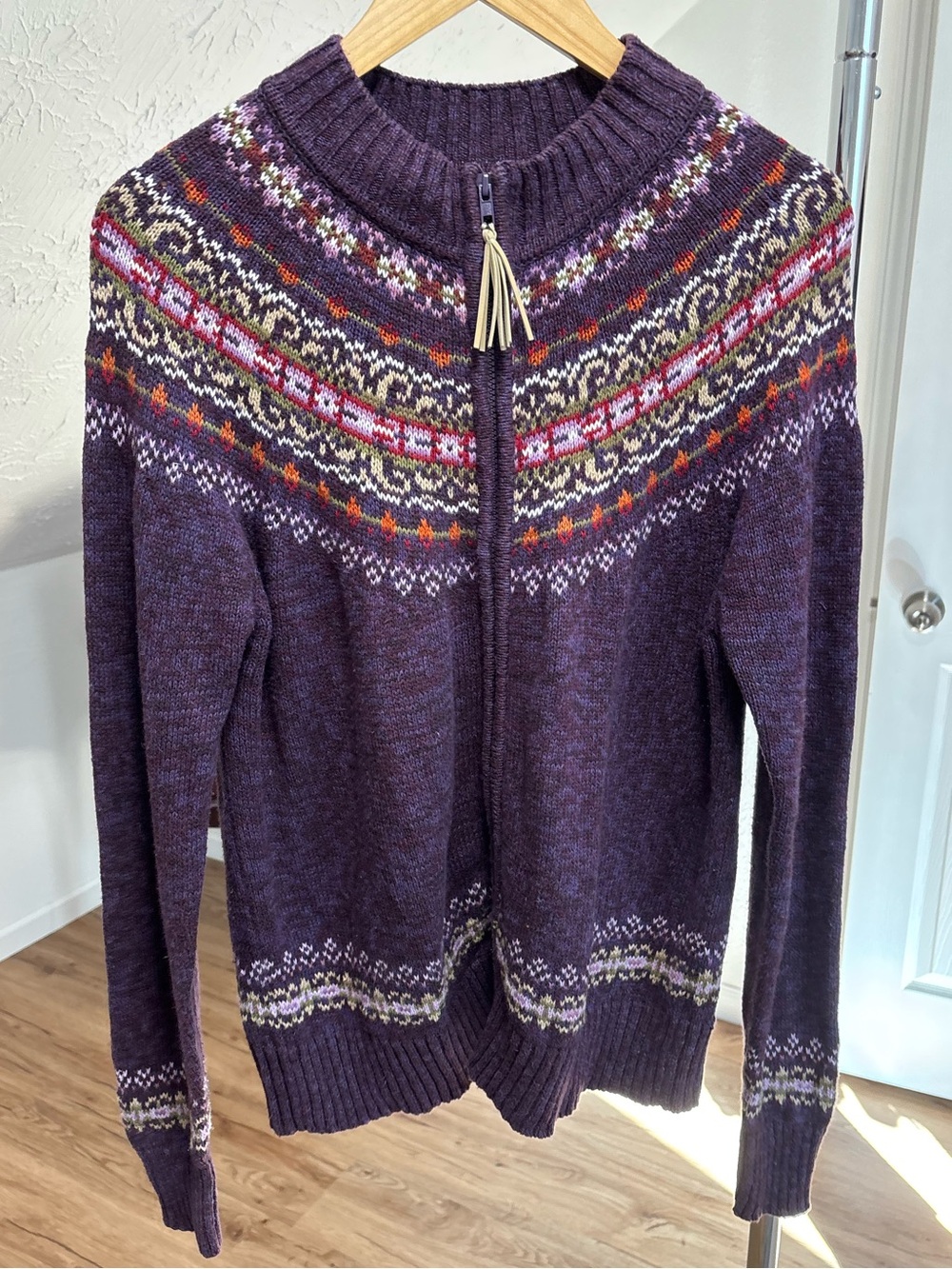 Vintage fair isle Nordic full zip sweater, Tiara International size medium